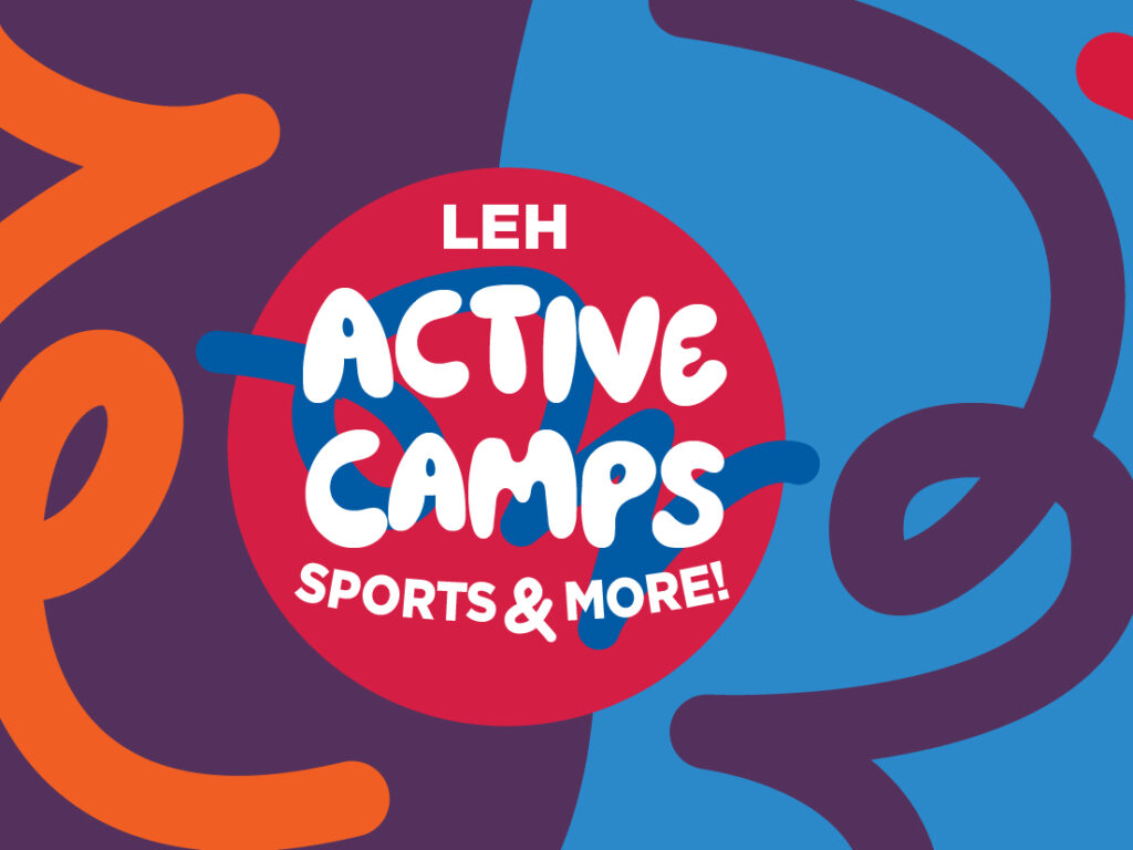 Bold banner for Leh Active Camps with a red central circle containing 'Active Camps' text on a vibrant abstract background.
